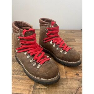 Vintage Thom McAn Made in Italy Suede Hiking Boots Brown Vibram Sole Mens 10.5